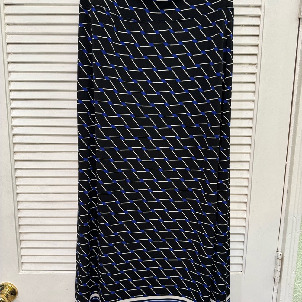 Studio M Black and Blue Patterned Maxi Skirt